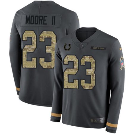 Colts #23 Kenny Moore II Anthracite Salute to Service Men's Stitched NFL Limited Therma Long Sleeve Jersey