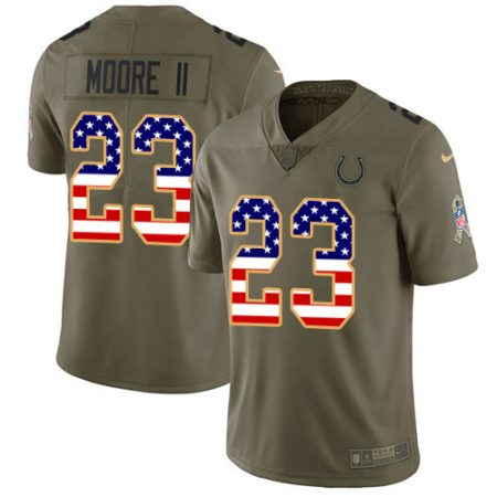 wholesale Colts #23 Kenny Moore II Olive/USA Flag Men's Stitched NFL Limited 2024 Salute To Service Jersey