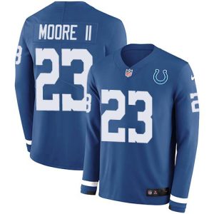 Colts #23 Kenny Moore II Royal Blue Team Color Men's Stitched NFL Limited Therma Long Sleeve Jersey