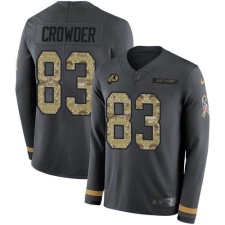 Commanders #83 Jamison Crowder Anthracite Salute to Service Men's Stitched NFL Limited Therma Long Sleeve Jersey