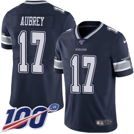 cheap Cowboys #17 Brandon Aubrey Navy Blue Team Color Men's Stitched NFL 100th Season Vapor Untouchable Limited Jersey