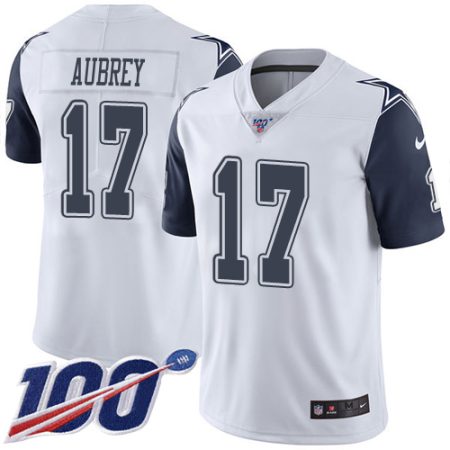 Cowboys #17 Brandon Aubrey White Men's Stitched NFL Limited Rush 100th Season Jersey