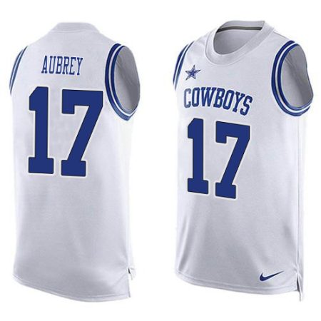 cowboys #17 brandon aubrey white team color men's stitched nfl limited tank top wholesale jersey