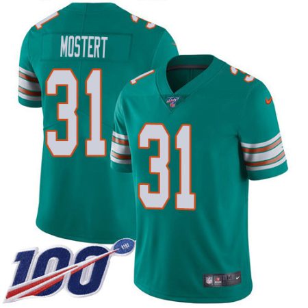 dolphins #31 raheem mostert aqua green alternate men's stitched nfl 100th season vapor untouchable limited wholesale jersey