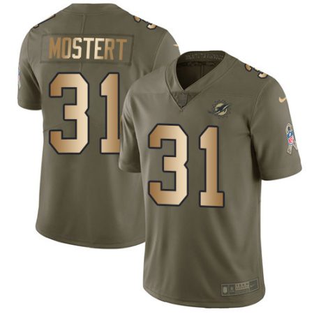 wholesale Dolphins #31 Raheem Mostert Olive/Gold Men's Stitched NFL Limited 2024 Salute To Service Jersey