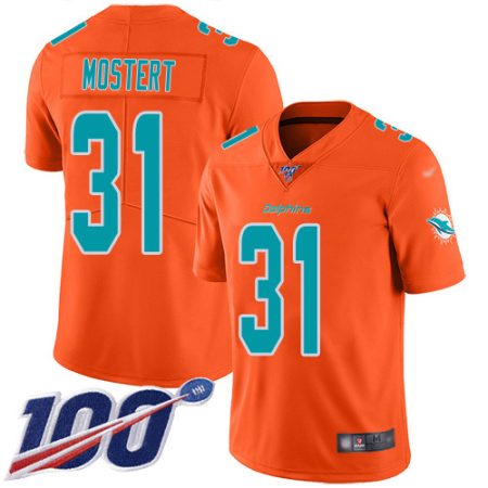 Dolphins #31 Raheem Mostert Orange Men's Stitched NFL Limited Inverted Legend 100th Season Jersey