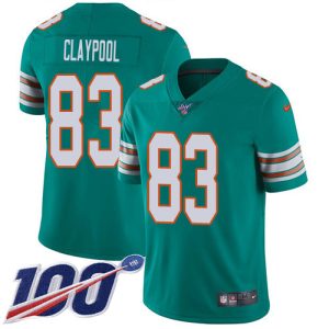 Dolphins #83 Chase Claypool Aqua Green Alternate Men's Stitched NFL 100th Season Vapor Untouchable Limited Jersey