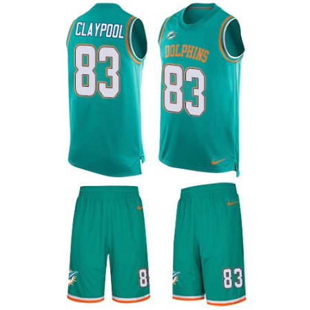 Dolphins #83 Chase Claypool Aqua Green Team Color Men's Stitched NFL Limited Tank Top Suit Jersey