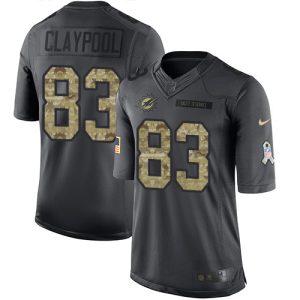 Dolphins #83 Chase Claypool Black Men's Stitched NFL Limited 2024 Salute to Service Jersey