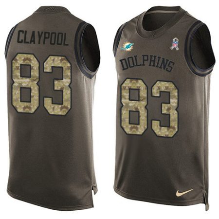 Dolphins #83 Chase Claypool Green Men's Stitched NFL Limited Salute To Service Tank Top Jersey