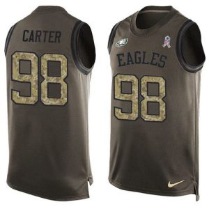 wholesale Eagles #98 Jalen Carter Green Men's Stitched NFL Limited Salute To Service Tank Top Jersey