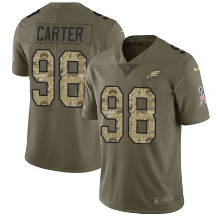 Eagles #98 Jalen Carter Olive/Camo Men's Stitched NFL Limited 2024 Salute To Service Jersey