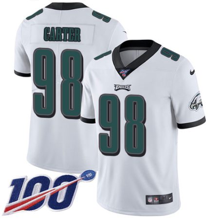 wholesale Eagles #98 Jalen Carter White Men's Stitched NFL 100th Season Vapor Untouchable Limited Jersey