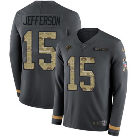 cheap Falcons #15 Van Jefferson Anthracite Salute to Service Men's Stitched NFL Limited Therma Long Sleeve Jersey