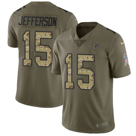 Falcons #15 Van Jefferson Olive/Camo Men's Stitched NFL Limited 2024 Salute To Service Jersey