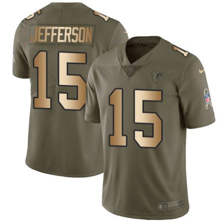 Falcons #15 Van Jefferson Olive/Gold Men's Stitched NFL Limited 2024 Salute To Service Jersey