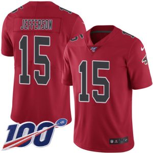 Falcons #15 Van Jefferson Red Men's Stitched NFL Limited Rush 100th Season Jersey