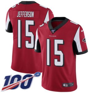 Falcons #15 Van Jefferson Red Team Color Men's Stitched NFL 100th Season Vapor Untouchable Limited Jersey