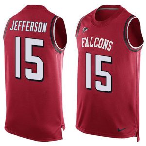 wholesale Falcons #15 Van Jefferson Red Team Color Men's Stitched NFL Limited Tank Top Jersey