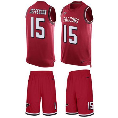 Falcons #15 Van Jefferson Red Team Color Men's Stitched NFL Limited Tank Top Suit Jersey