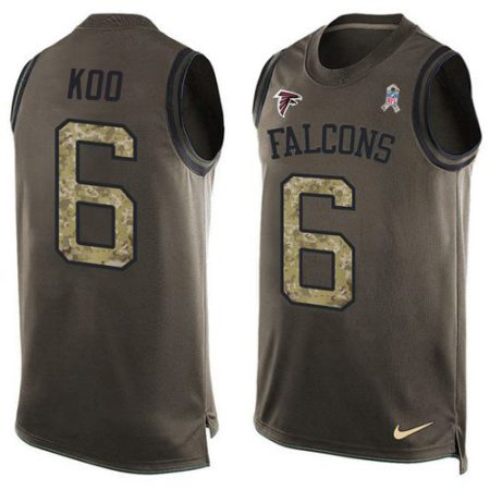 wholesale Falcons #6 Younghoe Koo Green Men's Stitched NFL Limited Salute To Service Tank Top Jersey