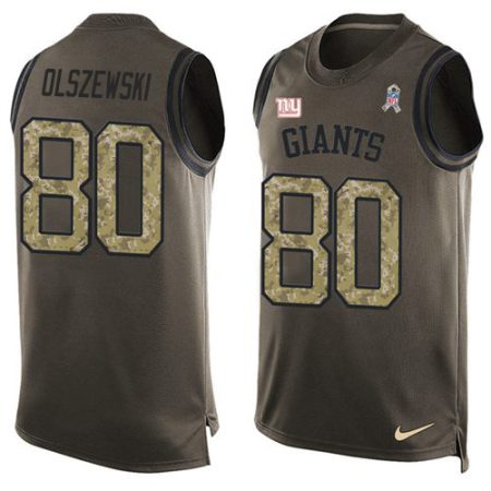 cheap Giants #80 Gunner Olszewski Green Men's Stitched NFL Limited Salute To Service Tank Top Jersey