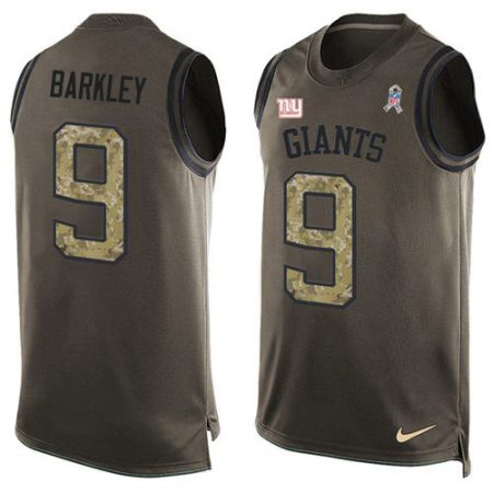 Giants #9 Matt Barkley Green Men's Stitched NFL Limited Salute To Service Tank Top Jersey