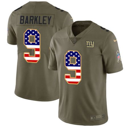 Giants #9 Matt Barkley Olive/USA Flag Men's Stitched NFL Limited 2024 Salute To Service Jersey