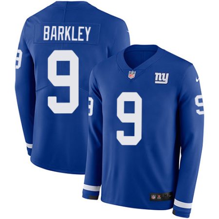 Giants #9 Matt Barkley Royal Blue Team Color Men's Stitched NFL Limited Therma Long Sleeve Jersey