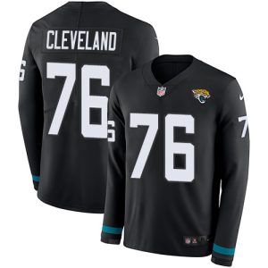 Jaguars #76 Ezra Cleveland Black Team Color Men's Stitched NFL Limited Therma Long Sleeve Jersey