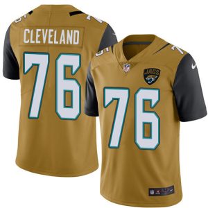 Jaguars #76 Ezra Cleveland Gold Men's Stitched NFL Limited Rush Jersey