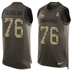 Jaguars #76 Ezra Cleveland Green Men's Stitched NFL Limited Salute To Service Tank Top Jersey