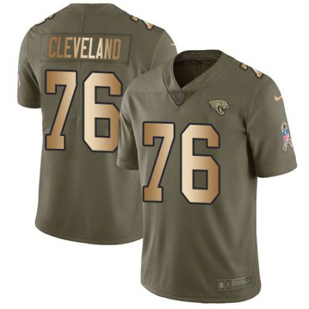 Jaguars #76 Ezra Cleveland Olive/Gold Men's Stitched NFL Limited 2024 Salute To Service Jersey