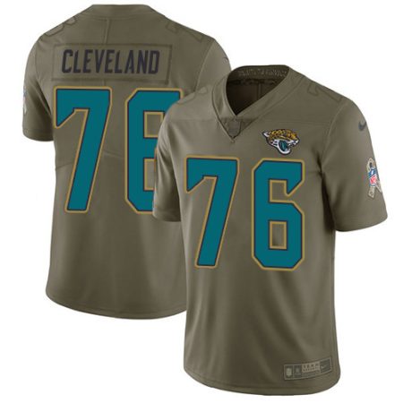 Jaguars #76 Ezra Cleveland Olive Men's Stitched NFL Limited 2024 Salute to Service Jersey