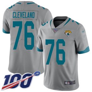 Jaguars #76 Ezra Cleveland Silver Men's Stitched NFL Limited Inverted Legend 100th Season Jersey