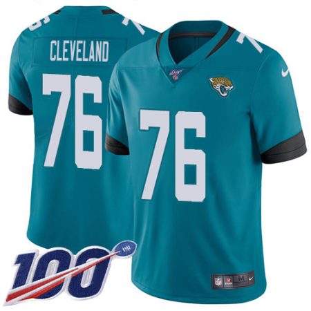 wholesale Jaguars #76 Ezra Cleveland Teal Green Alternate Men's Stitched NFL 100th Season Vapor Limited Jersey