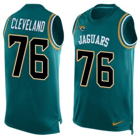 cheap Jaguars #76 Ezra Cleveland Teal Green Team Color Men's Stitched NFL Limited Tank Top Jersey