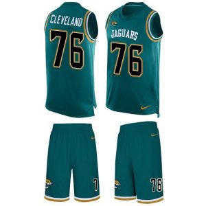 jaguars #76 ezra cleveland teal green team color men's stitched nfl limited tank top suit wholesale jersey