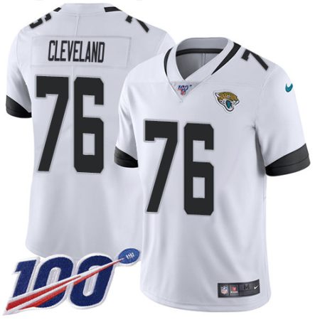 Jaguars #76 Ezra Cleveland White Men's Stitched NFL 100th Season Vapor Limited Jersey