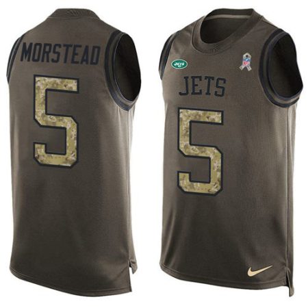 Jets #5 Thomas Morstead Green Men's Stitched NFL Limited Salute To Service Tank Top Jersey