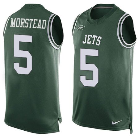 jets #5 thomas morstead green team color men's stitched nfl limited tank top wholesale jersey