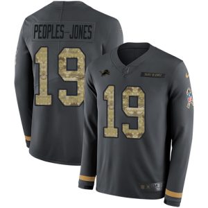 Lions #19 Donovan Peoples-Jones Anthracite Salute to Service Men's Stitched NFL Limited Therma Long Sleeve Jersey