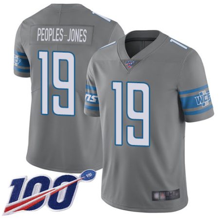 Lions #19 Donovan Peoples-Jones Gray Men's Stitched NFL Limited Rush 100th Season Jersey