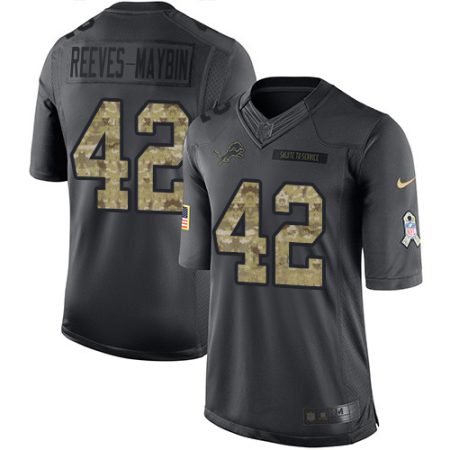 Lions #42 Jalen Reeves-Maybin Black Men's Stitched NFL Limited 2024 Salute to Service Jersey