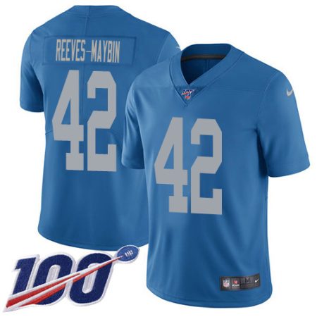 Lions #42 Jalen Reeves-Maybin Blue Throwback Men's Stitched NFL 100th Season Vapor Untouchable Limited Jersey