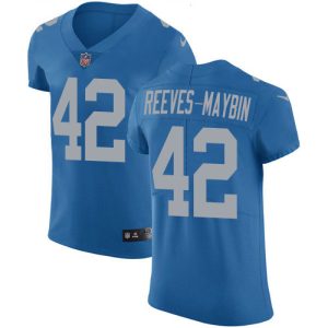 Lions #42 Jalen Reeves-Maybin Blue Throwback Men's Stitched NFL Vapor Untouchable Elite Jersey