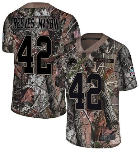 Lions #42 Jalen Reeves-Maybin Camo Men's Stitched NFL Limited Rush Realtree Jersey