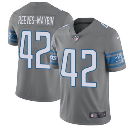 lions #42 jalen reeves-maybin gray men's stitched nfl limited rush wholesale jersey