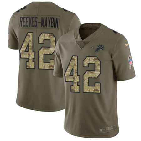 lions #42 jalen reeves-maybin olive/camo men's stitched nfl limited 2024 salute to service cheap jersey