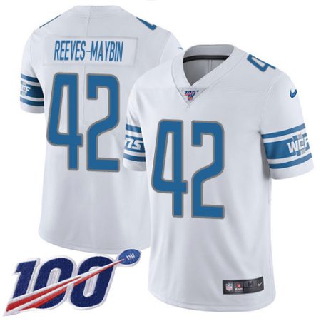 Lions #42 Jalen Reeves-Maybin White Men's Stitched NFL 100th Season Vapor Untouchable Limited Jersey